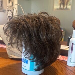 Brown Short Layered Women’s Wig - Natural Texture-with shampoo and conditioner